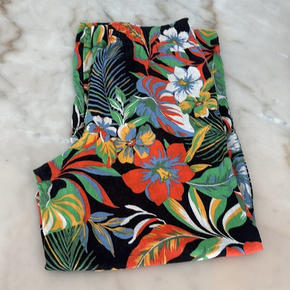 C&C California Tropical Floral Print Linen Blend Pants Sz S Multicolor Black - Picture 11 of 11